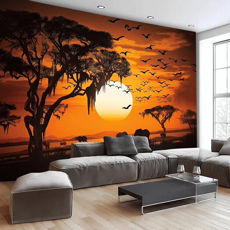 Photography Aesthetic - Tapisserie Serengeti Sunset Safari, design faune