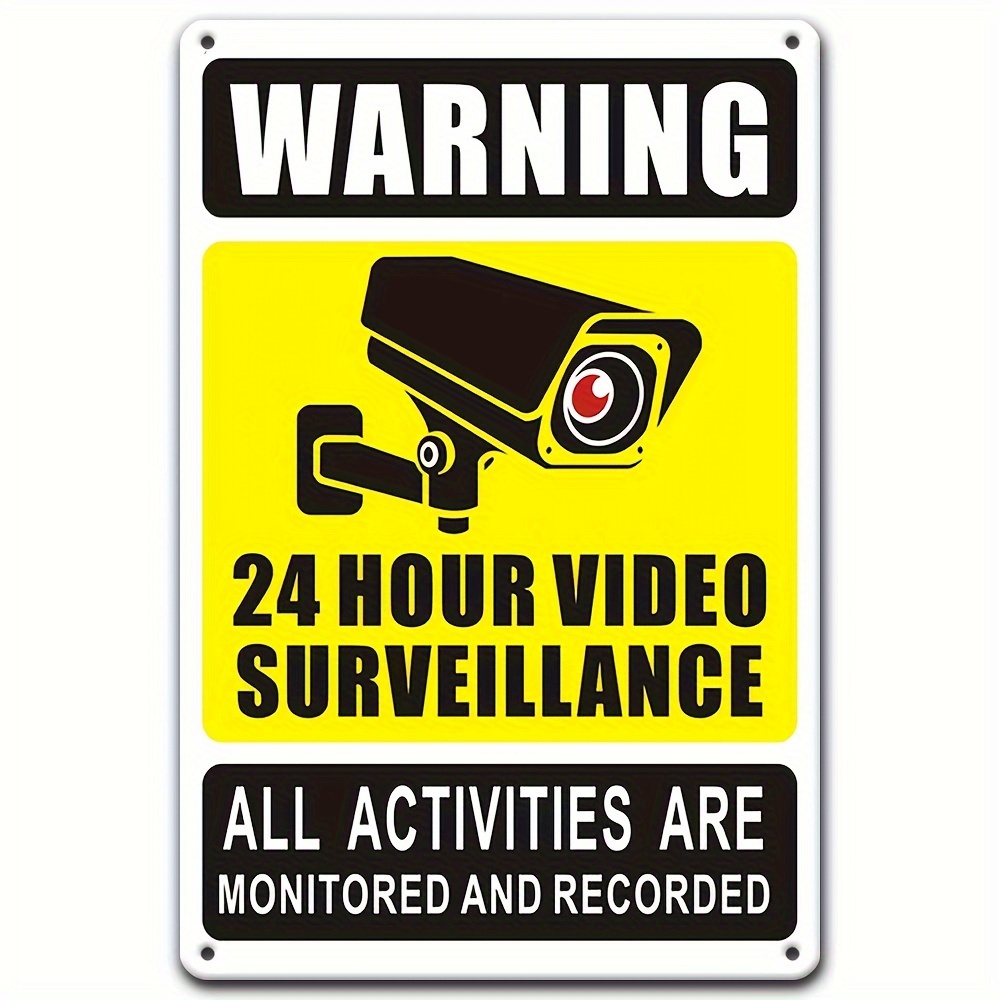 Photography Street - Panneau d'avertissement de vidéosurveillance 24/7, métal