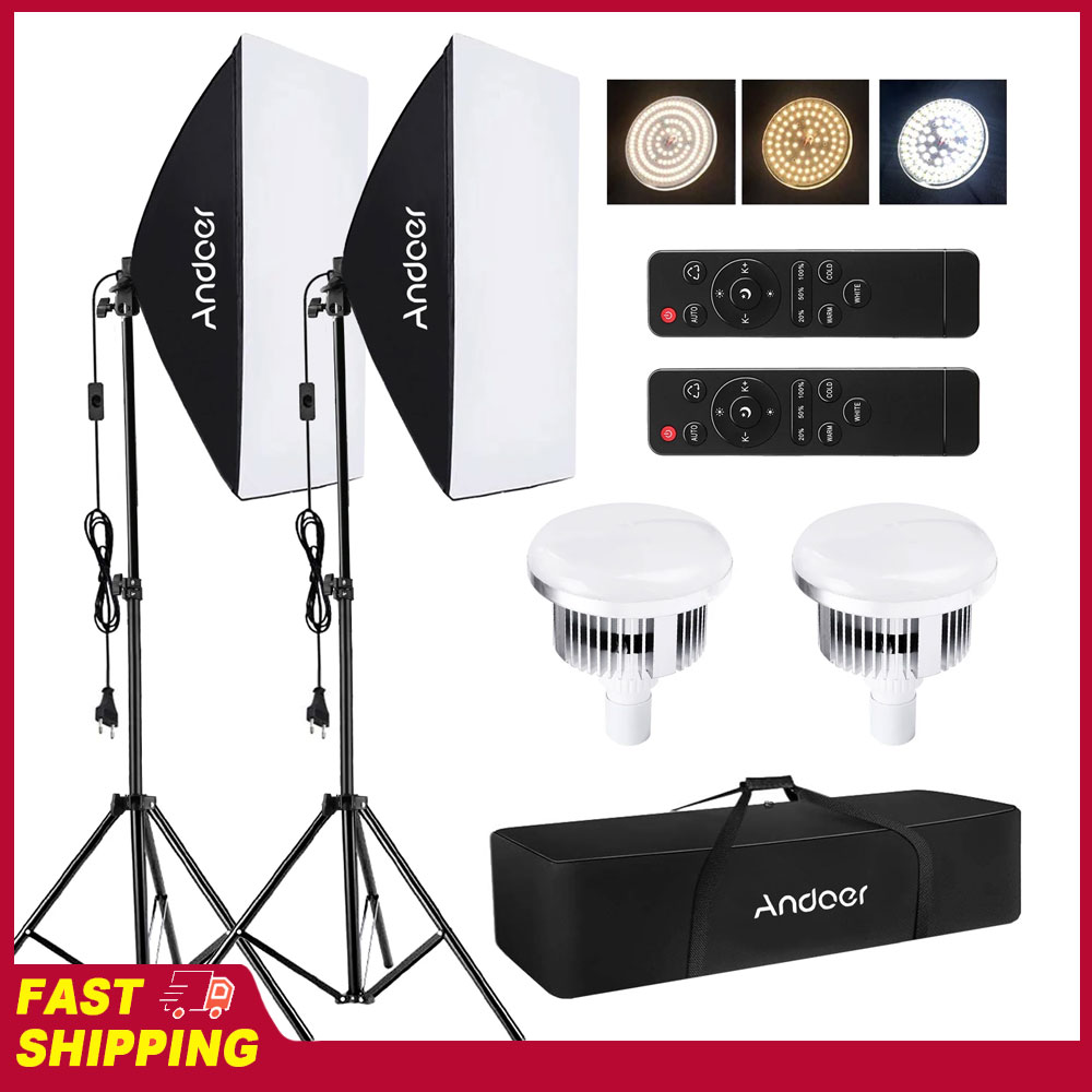 Photography Treatment - Ensemble d'éclairage Softbox Andoer pour studio